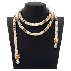 14K Yellow Gold and Cultured Pearl Wedding Garland Necklace