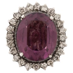 Purple Gemstone, Diamond, and 10K White Gold Cocktail Ring