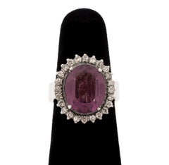 Purple Gemstone, Diamond, and 10K White Gold Cocktail Ring