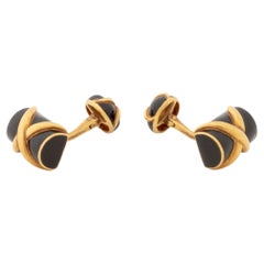 Schlumberger pour Tiffany & Co. : boutons de manchette en or 18 carats et émail noir