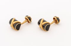 Schlumberger pour Tiffany & Co. : boutons de manchette en or 18 carats et émail noir