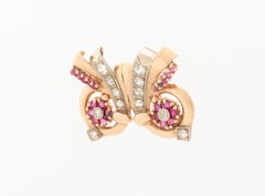 Vintage 14K Rose Gold, Diamond, and Ruby Necklace Pendant