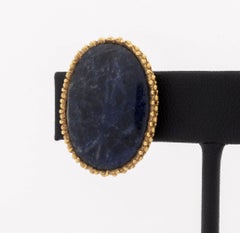Pair of Lalaounis 18K Yellow Gold and Lapis Earrings