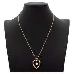 Pearl 14K Heart Form Pendant on 10K Rose Gold Necklace