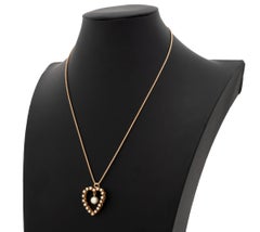 Pearl 14K Heart Form Pendant on 10K Rose Gold Necklace