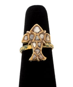 Antique Bird Form 18K Yellow Gold, Diamond, and Enamel Ring