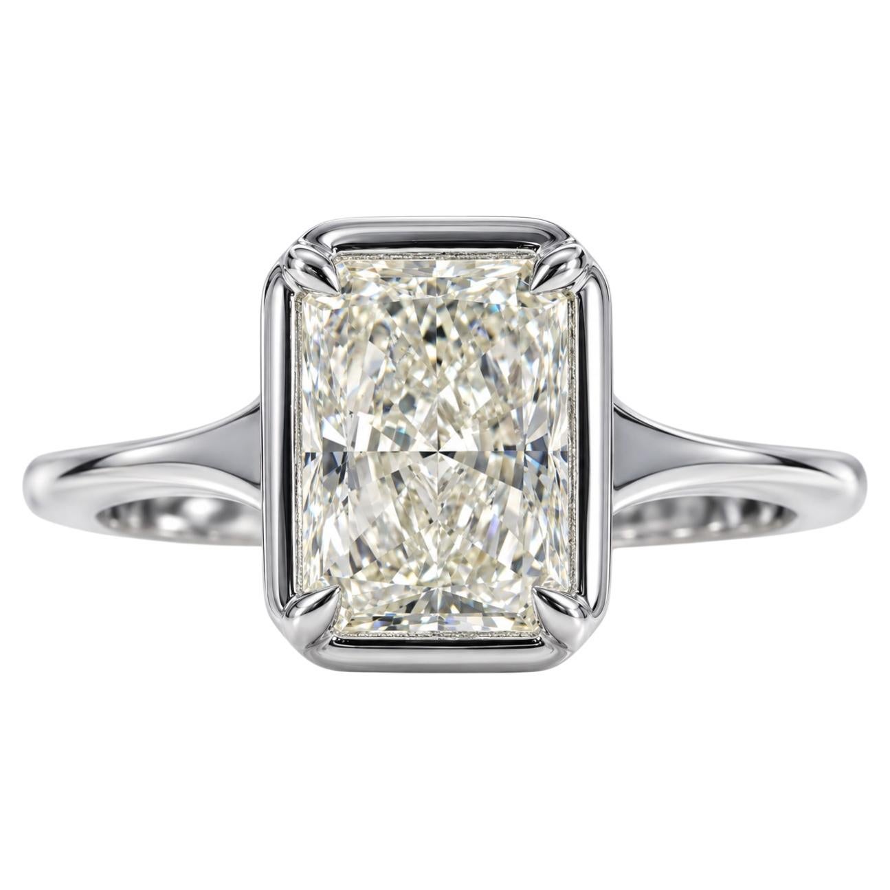 GIA Certified 2.02 Carat Radiant Cut Diamond Ring in 18K White Gold