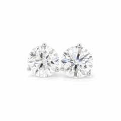 Boucles d'oreilles « Martini » en platine à trois griffes, serties de diamants GIA de 6,21 carats au total, pureté VS1
