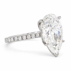 GIA 5.08ct H Color VS2 Pear Diamond Platinum Ring