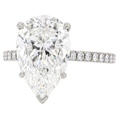 GIA 5.08ct H Color VS2 Pear Diamond Platinum Ring
