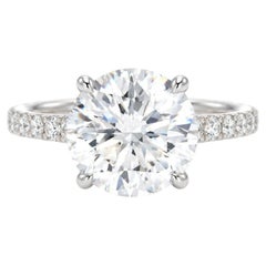 GIA 4.03 Carat G Color VS1 Round Diamond Platinum Ring