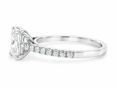 GIA 1.01 Carat E VS1 Radiant Diamond Pavé 18K White Gold Engagement Ring