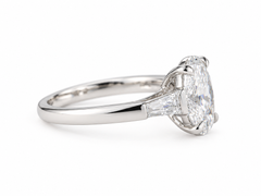 GIA 2.01 Carat D VS2 Oval Diamond 2.40 Carat Total Platinum Engagement Ring