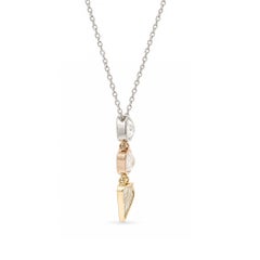 Natural Rough Diamond Slice Pendant Necklace in 18K White, Rose and Yellow Gold