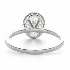GIA 1.00ct G VS2 Oval Diamond Pavé Halo and Shank Engagement Ring