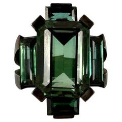 Bague croix en tourmaline verte 8ct bronze noir bruni par MXHM