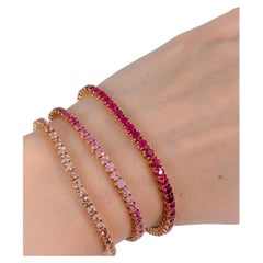 Pink Natural Ruby Tennis Bracelet in 18k 750 Rose Gold 19.5cm x 3.4mm