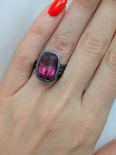 13.70 Raspberry Garnet Cushion Cut Titanium Ring 18k by Maximilian Hemmerle