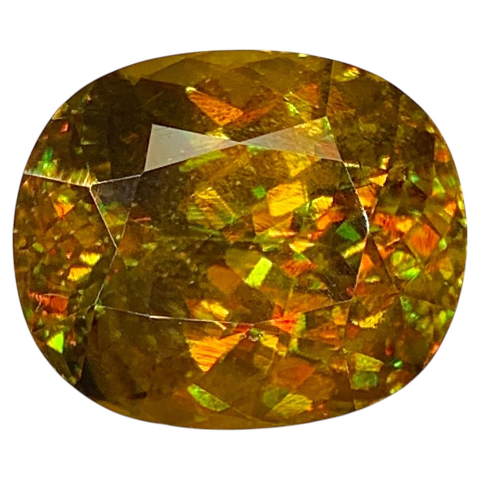 Natural Sphene (Titanite) 4.50 Carat – Cushion Cut Rainbow Fire Loose Gemstone