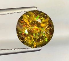 Natural Sphene (Titanite) 4.21 Carat – Round Cut Rainbow Fire Loose Gemstone