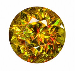 Sphène naturel (titanite) de 4.21 carats – Pierre précieuse en vrac, taille ronde, aux reflets arc-en-ciel