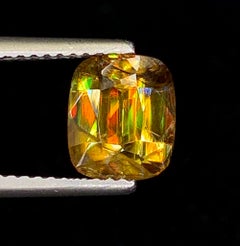 Natural Sparkling Sphene (Titanite) 2.47 Carat – Cushion Cut Rainbow Fire