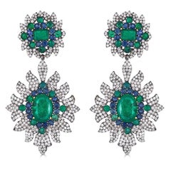 Diamant- und Smaragdtropfen-Ohrringe