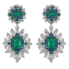 Diamond and Emerald Drop Earrings