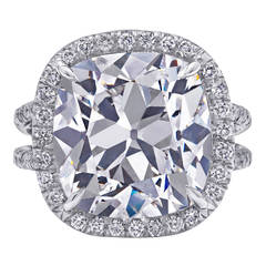 8 Carat Center Cushion Cut Diamond Platinum Ring