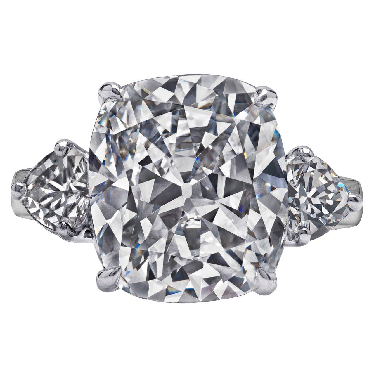 Large 12 Carat Cushion Cut Diamond Platinum Ring