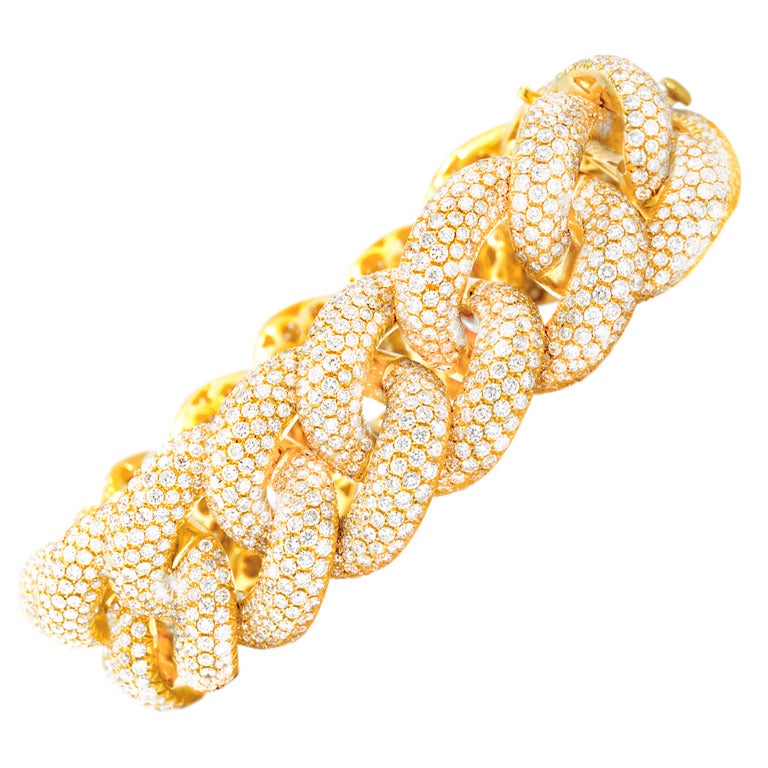 Diamond and Gold Link Bracelet For Sale at 1stDibs