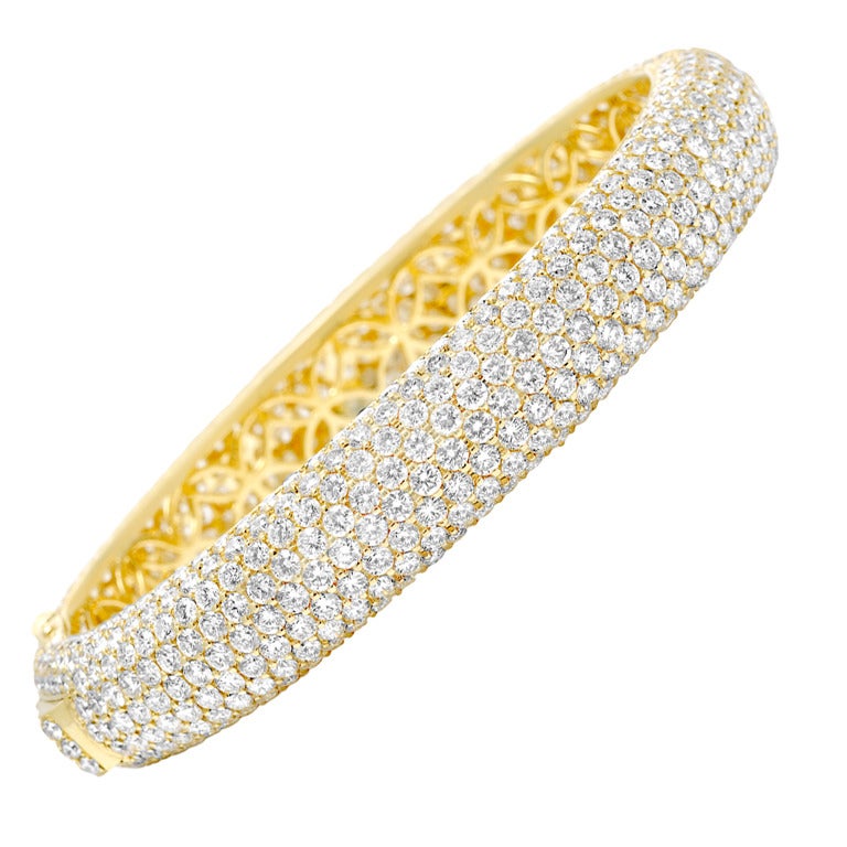 Diamond and Gold Bangle Bracelet For Sale