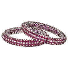 Stackable Ruby Diamond Gold Bracelets