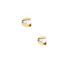 18 Karat Yellow Gold 8mm Akoya Pearls Stud Earrings