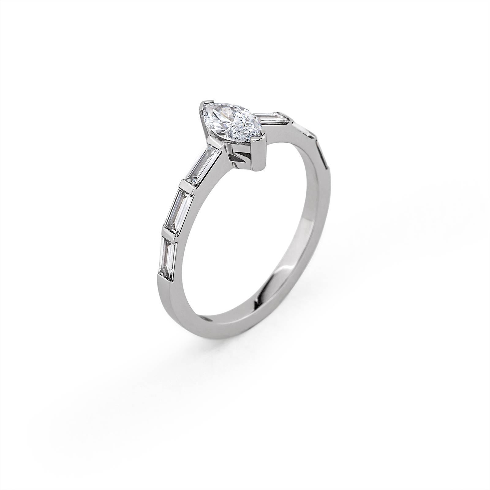 Catharina inspired by Catharina Belgica van Oranje

Catharina was a woman of understated elegance with an affinity for artisans. This delicate balance inspired the Catharina engagement ring.

A striking House of Eléonore marquise cut 0.46 carat