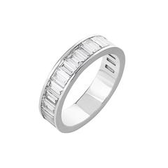 White Gold Baguette White Diamond Half Eternity Channel Set Wedding Band Ring
