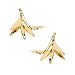 Yellow Gold Bird of Paradise Shaped Stud Earrings