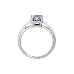 White Gold Asscher Cut White Diamond Solitaire Engagement Ring