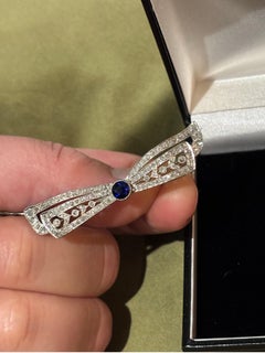ART DECO DIAMONDS & SAPPHIRE Ribbon Brooch c1920’s