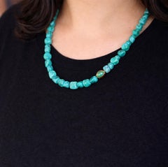 TURQUOISE NECKLACE 18K CARAT Gold - Early to Mid 20th Century