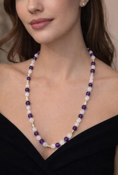 VINTAGE AMETHYST & CARVED Rock Crystal Necklace