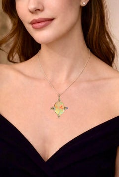 RARE EDWARDIAN 1900's OPAL & DIAMONDS BROOCH ANHÄNGER