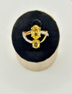 Natural Yellow Sapphire & Diamond Cocktail Ring in 14K Gold, 6.76ct