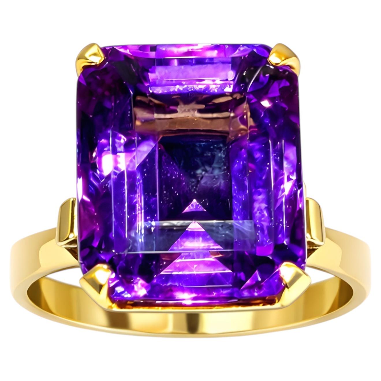 Amethyst Ring Vintage 12 Carats 21K Gold UK Circa 1950s