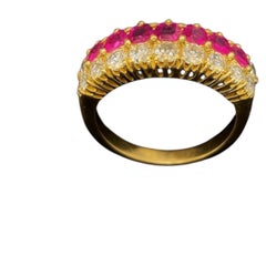 FRÜHES 20. JAHRHUNDERT 18ct Gold, Diamant & Rubin Ring