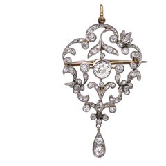 Edwardian Platinum and Gold Diamond Lavaliere Brooch-Pendant, 1900