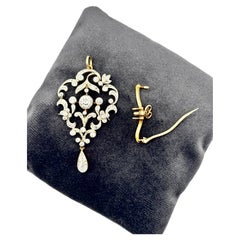 Antique Edwardian Platinum and Gold Diamond Lavaliere Brooch-Pendant, 1900