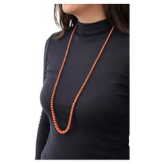 Antique Mediterranean Angel Skin Coral Graduated Opera Necklace, *UK ORDER ONLY