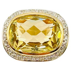 Impressive Large Oval Citrine and Diamond White Gold Cocktail Ring