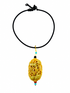 Qing Dynasty Hetian Jade Crane and Lotus Openwork Pendant Necklace